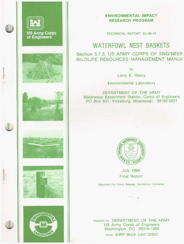 Item #15758 ENVIRONMENTAL IMPACT RESEARCH PROGRAMS.; Four Reports. U S. Army Corps of Engineers.