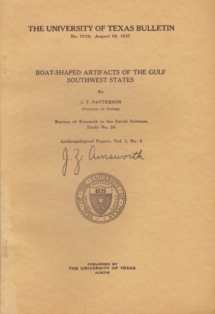 Item #29869 BOAT-SHAPED ARTIFACTS OF THE GULF SOUHTWEST STATES. J. T. Patterson.