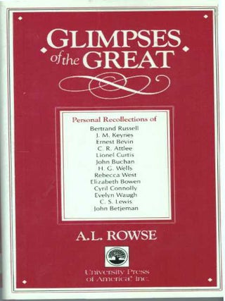 Item #30700 GLIMPSES OF THE GREAT. A. L Rowse