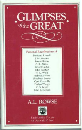 Item #30700 GLIMPSES OF THE GREAT. A. L. Rowse