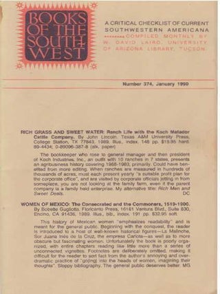 Item #31635 BOOKS OF THE SOUTHWEST; A Critical Checklist of Current Southwestern Americana. W....