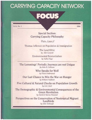 Item #31821 FOCUS; 8 Issues. Carrying Capacity Network